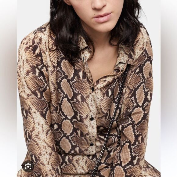 $345 The Kooples NWT Silk Snake Print Blouse - Picture 2 of 10